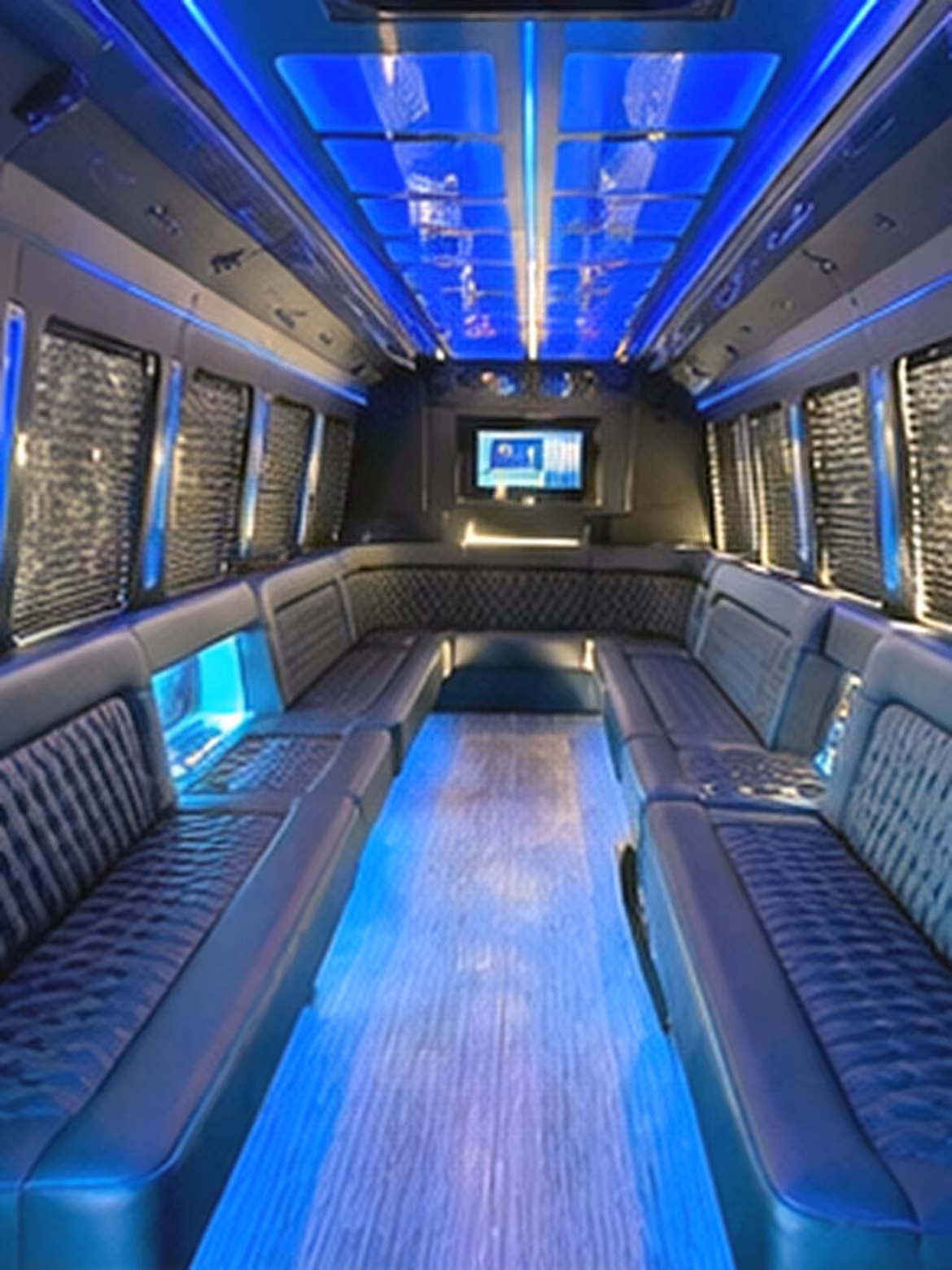 18 passenger party bus inside