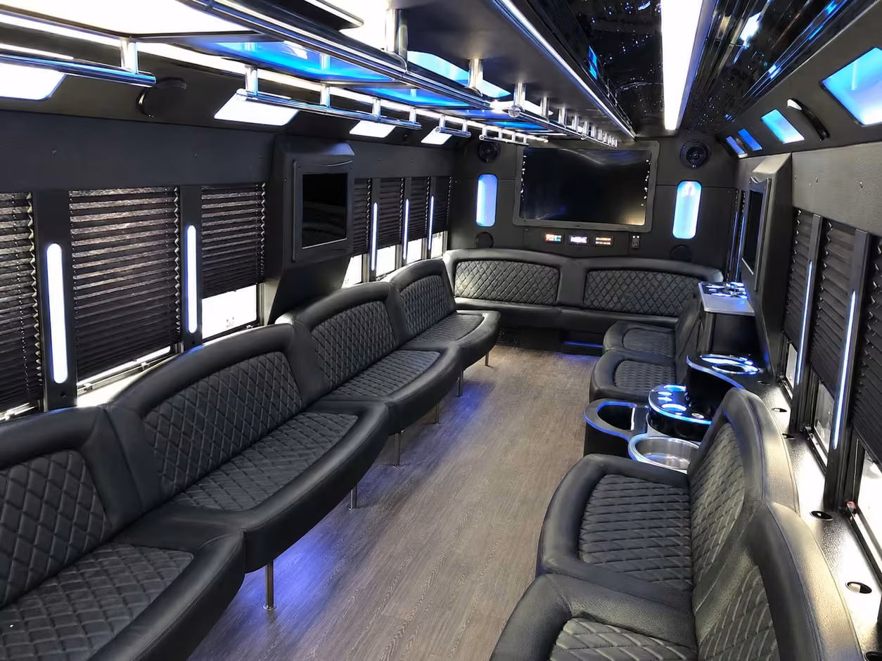 20 passenger party bus inside