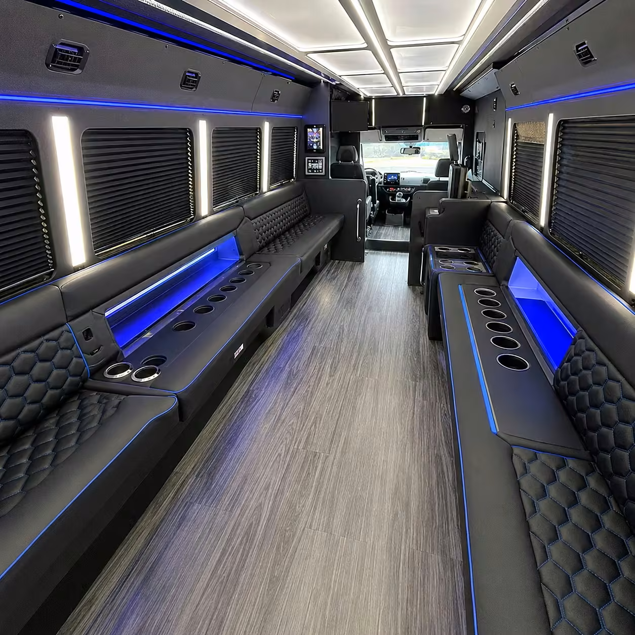 28 passenger party bus inside