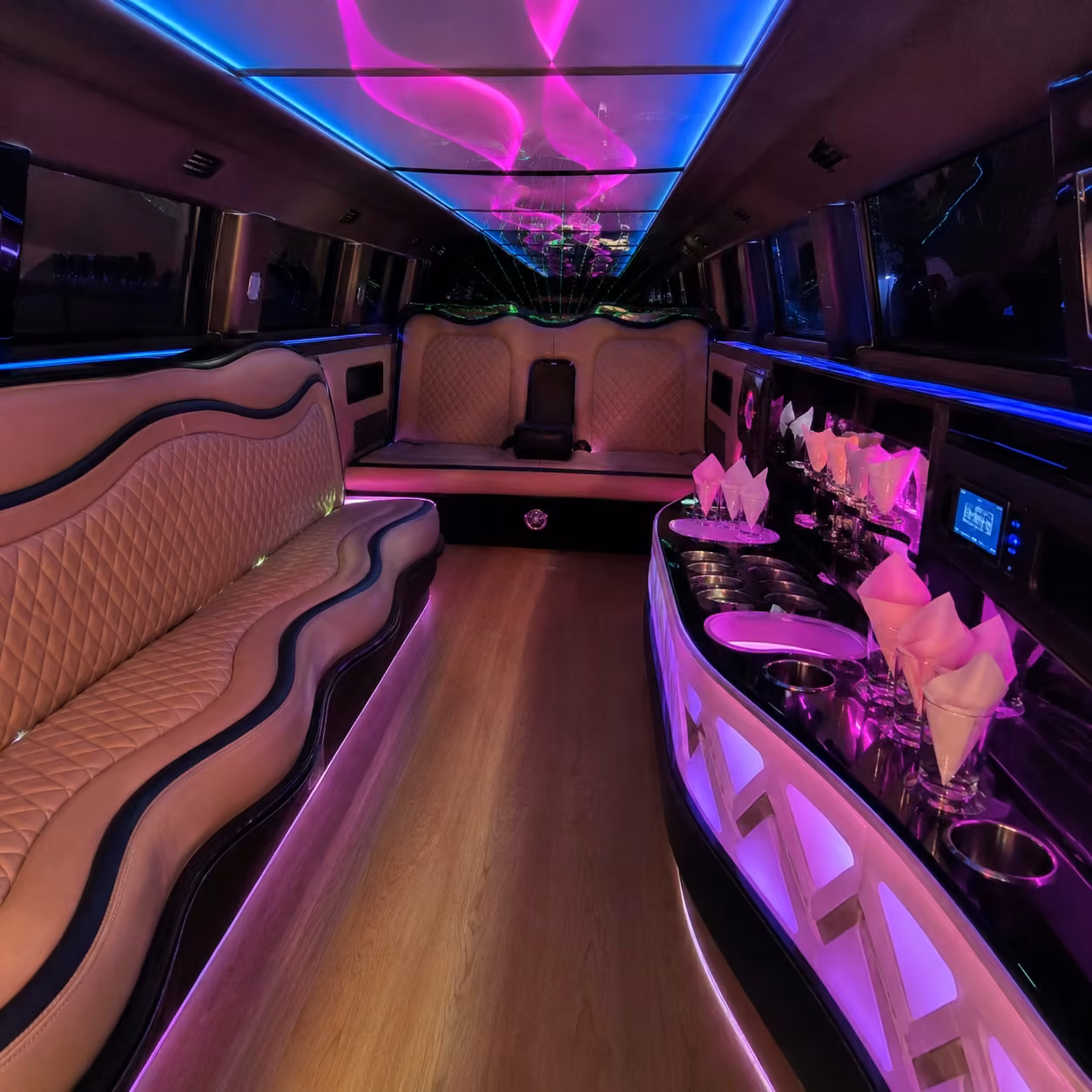pink limo inside
